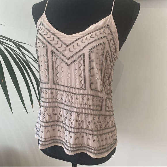 NWT Forever New Top Camisole Delicate Beaded Pink Spaghetti straps Boho Size 6 - Picture 3 of 15